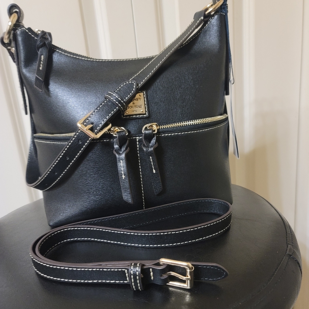 NEW Dooney Saffiano Alyssa Crossbody  - Color: Black